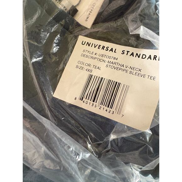 Universal Standard Martha V Neck Tee 4XS 00 0 Teal Blue NWT Shirt Top Capsule - Picture 4 of 5